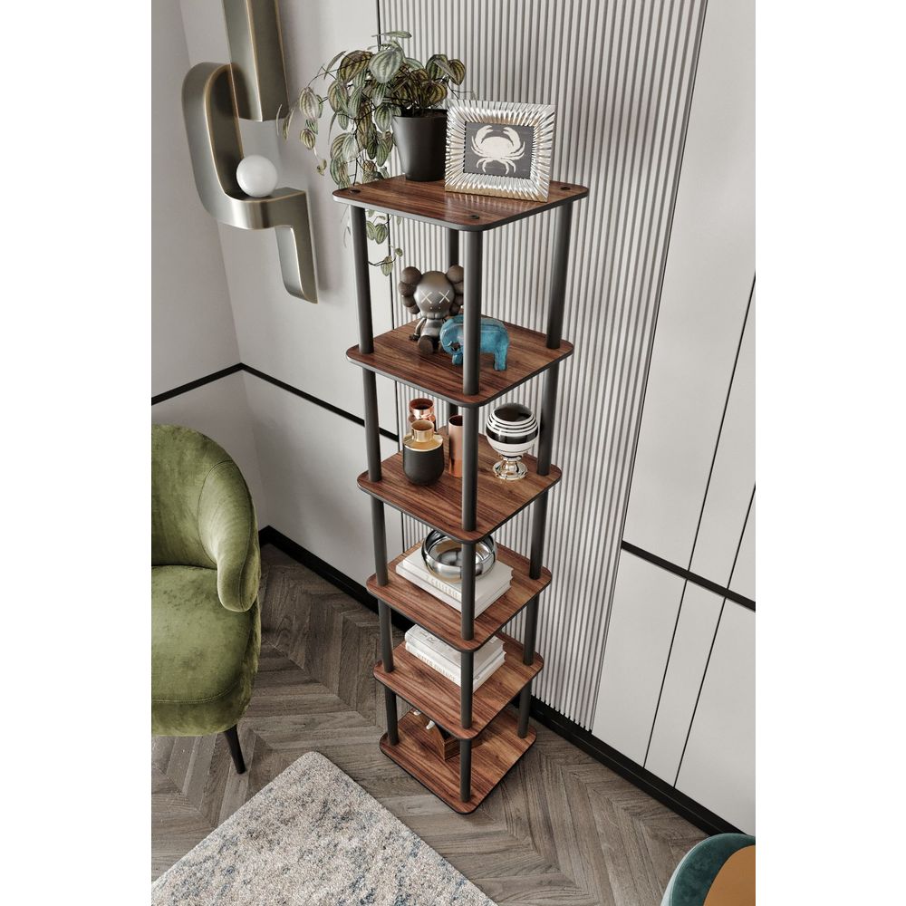  Bookshelf Bookcase 6 Tiers Square, colour Walnut slika 3