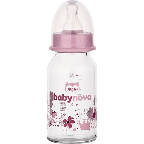 BABY NOVA Staklena flašica za bebu 0m+ 125ml, Pink slika 2