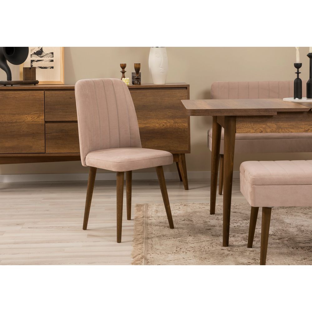 Vina Bench 04 0900 - Set za Trpezariju od 6 Komada u Orahu i Kamenu slika 3