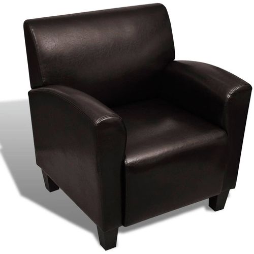 Fotelja od umjetne kože tamnosmeđa slika 34