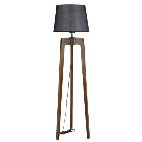 Podna Lampa u Crnoj Boji sa Drvenim Postoljem 8580-3 Walnut slika 2