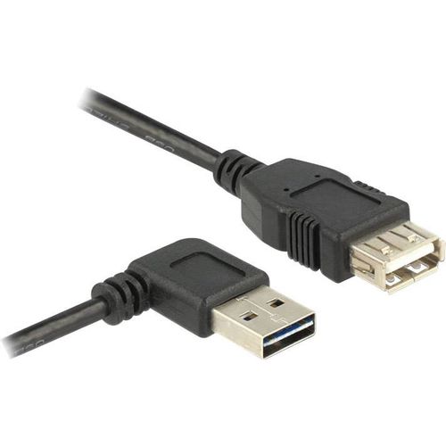 USB 2.0 priključni kabel plosnati pod kutom [1x USB 2.0 utikač A - 1x USB 2.0 ženski utikač A] 1 m crna dvostrani utikač, pozlaćeni utični kontakti, slika 3