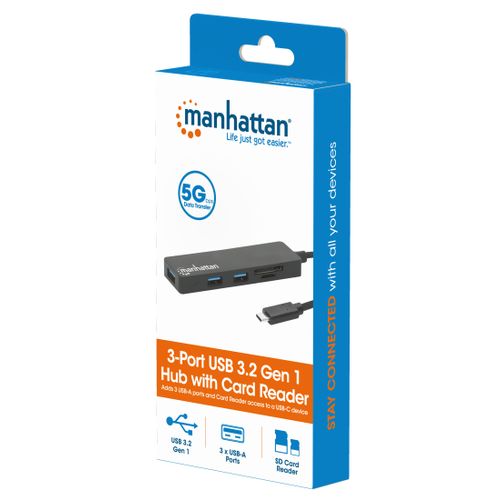 USB-C HUB 3port Manhattan 164948 3.2 G1/5Gbps/CR/Crni slika 2