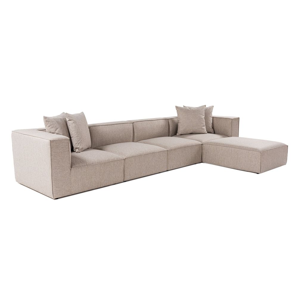 Ugaona Sofa Sora (L1-O1-O1-1R-POUFFE) - Pješčano Bež Boja slika 4