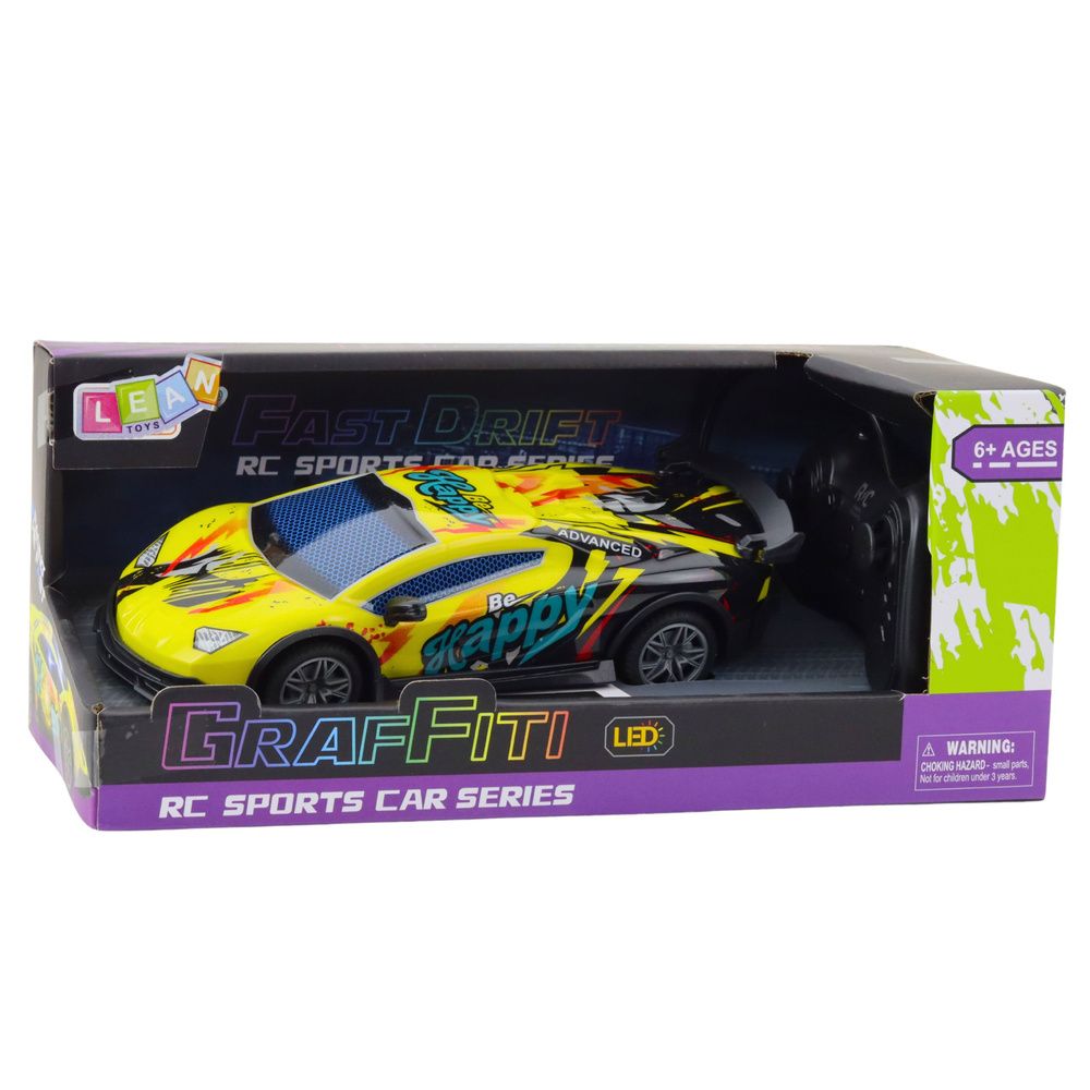 RC sportski automobil s daljinskim upravljačem, LED svjetla, žuta 1:22 slika 5