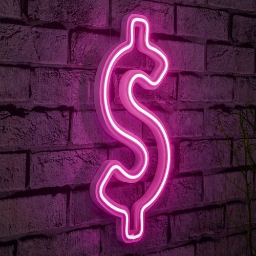 Wallity Ukrasna plastična LED rasvjeta, Dollar Sign - Pink slika 9