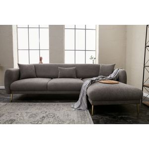 Atelier Del Sofa Kutna garnitura na razvlačenje, Sivo Zlato, Simena Right - Grey