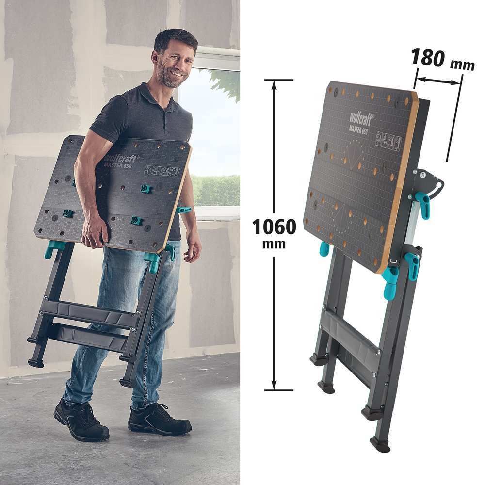 Wolfcraft Stol Radni i Stezni Master 650 Ergo / 650 x 720 x 950 mm - 6870000 slika 17