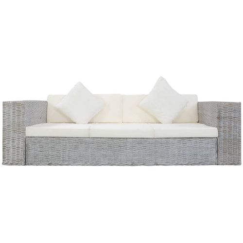 2-dijelni set sofa od prirodnog ratana s jastucima sivi slika 7
