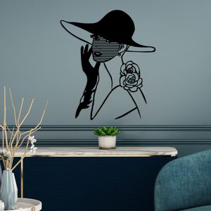 Wallity Striped Woman Black Decorative Metal Wall Accessory