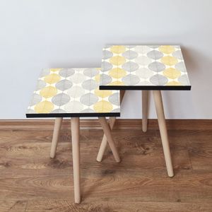 Nesting stolovi 2Shp177 - (2 komada) - boje: bijela, siva, žuta