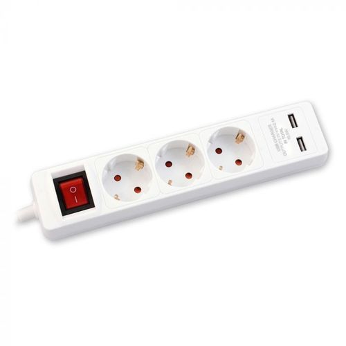 Produzni Kabl 3m 3xsuko Sa Sklopkom + 2xUSB, Beli slika 1