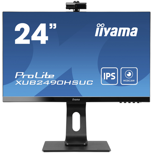 IIYAMA XUB2490HSUH-B1 Monitor 24" IPS-panel, 1920x1080, Windows Hello Webcam 1080P Auto Focus, 15cm Height Adj. Stand, 4ms, 250cd/m², Speakers, HDMI, DisplayPort, FreeSync, USB 3x3.2 (23,8" VIS) slika 1