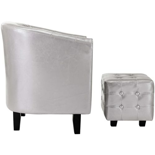 Fotelja od umjetne kože s osloncem za noge srebrna slika 25