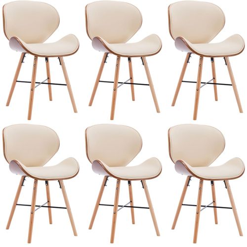Blagovaonske stolice od umjetne kože i drva 6 kom krem slika 15