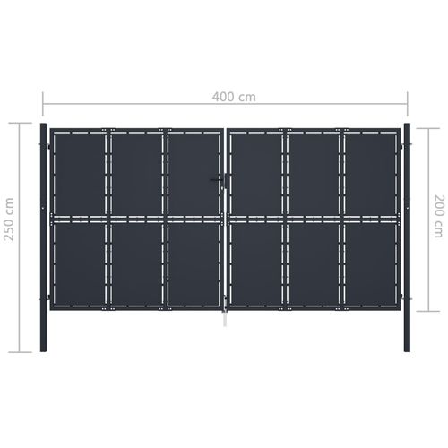 Vrtna vrata čelična 400 x 200 cm antracit slika 5