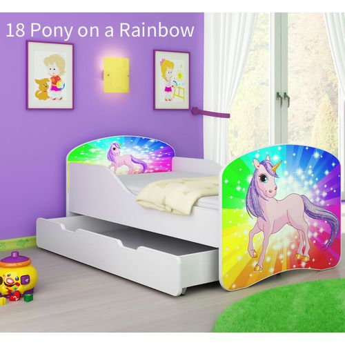 Dječji krevet ACMA s motivom + ladica 140x70 cm 18-pony-on-a-rainbow slika 1
