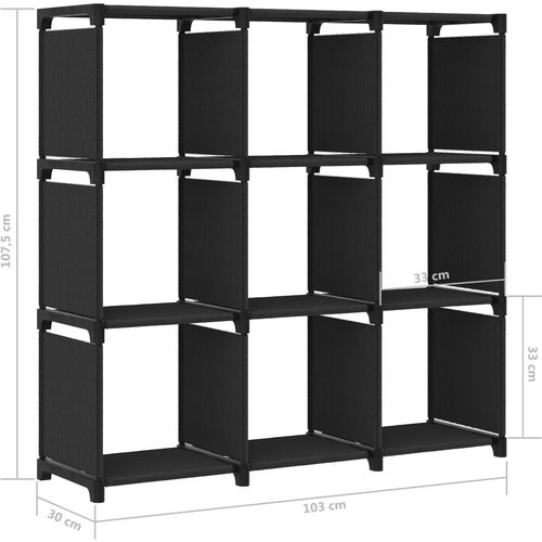 Police za izlaganje s 9 kocki od tkanine 103x30x107,5 cm crne slika 33