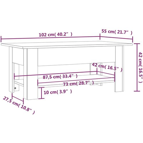 Stolić za kavu bijeli 102 x 55 x 42 cm od iverice slika 7