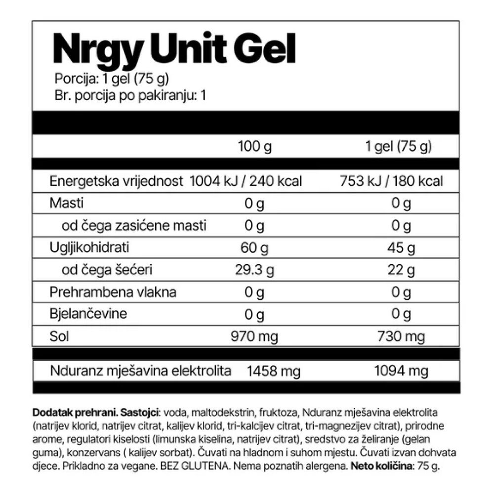 Nduranz Nrgy Unit Energetski gel sa okusom limuna, 1kom slika 4