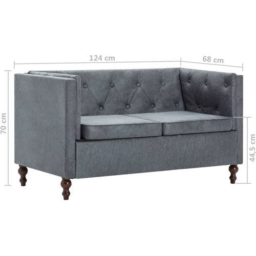 2-dijelni set sofa Chesterfield s presvlakom od tkanine sivi slika 35