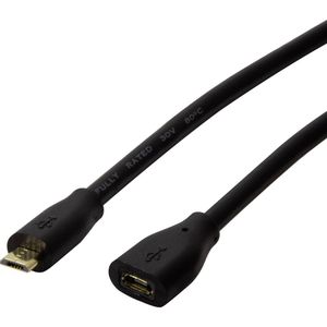 LogiLink USB kabel USB 2.0 USB-Micro-B utikač, USB-Micro-B utičnica 3.00 m crna  CU0124