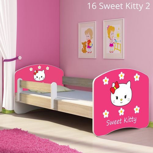 Dječji krevet ACMA s motivom, bočna sonoma 180x80 cm 16-sweet-kitty-2 slika 1