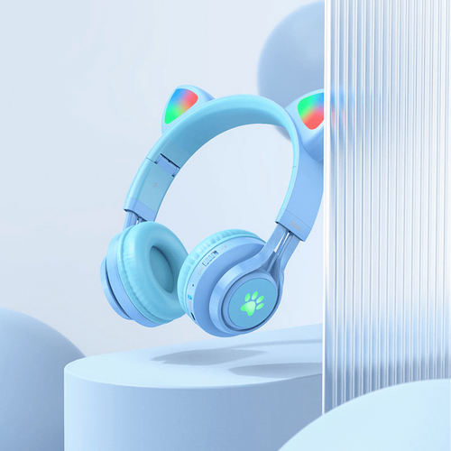 hoco. Bežične stereo slušalice, Bluetooth v5.3, 400mAh - W39 slušalice Mačje uši,Plave slika 5