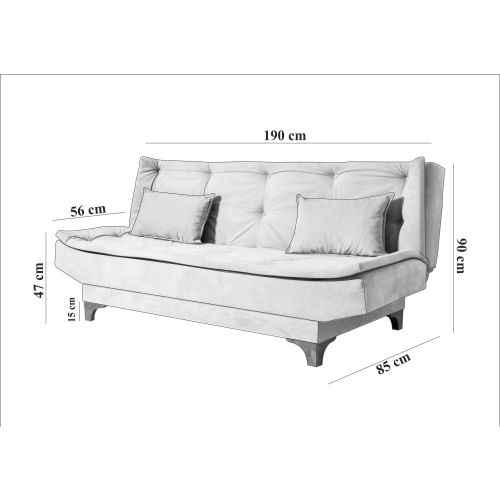 Kelebek - Blue, Cream BlueCream 3-Seat Sofa-Bed slika 6