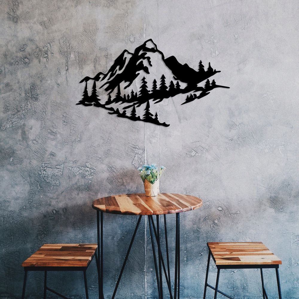 Dekorativni Metalni Zidni Ukras 'Mountain 2 Black' slika 4