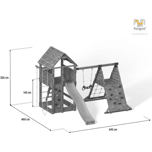 Fungoo set FORTRESS SPIDER sivo - belo - drveno dečije igralište slika 2