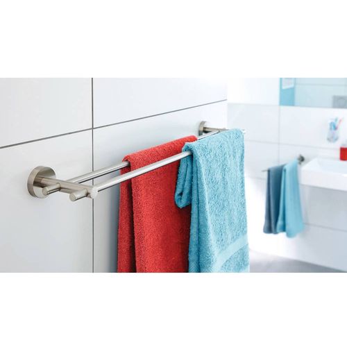 tesa® MOON držač za ručnike bez bušenja, dvostruki izgled nehrđajućeg čelika tesa  MOON štap za ručnike  ljepilo metal slika 4