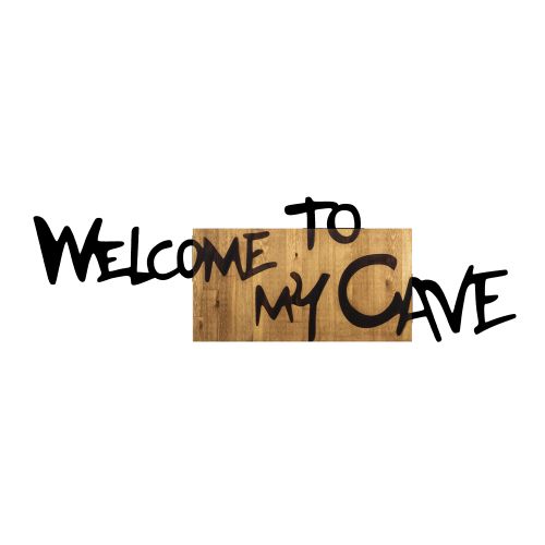 Wallity Dekorativni Drveni Zidni Ukras 'Welcome To My Cave' u Boji Oraha i Crnoj slika 4