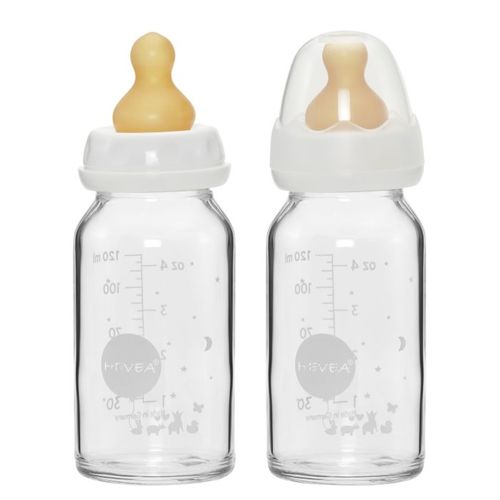 Hevea staklena flašica za bebe 2 komada u pakovanju, 120ml/4oz, 0-3 mes. slika 1