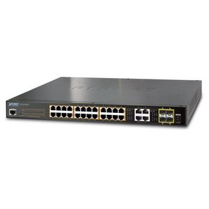 Planet L2 24-Port GbE HP PoE 4 Gig TP SFP Mngd Switch (440W)