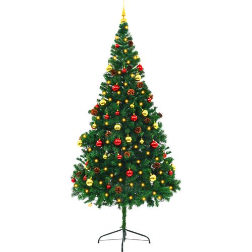 Umjetno božićno drvce s kuglicama i LED svjetlima zeleno 210cm slika 6