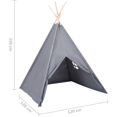 Dječji šator tipi od breskvine kore sivi 120 x 120 x 150 cm slika 16