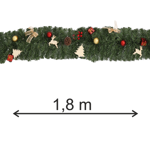 Božićna dekoracija - Girlanda - Crveno/Zlatna boja slika 1
