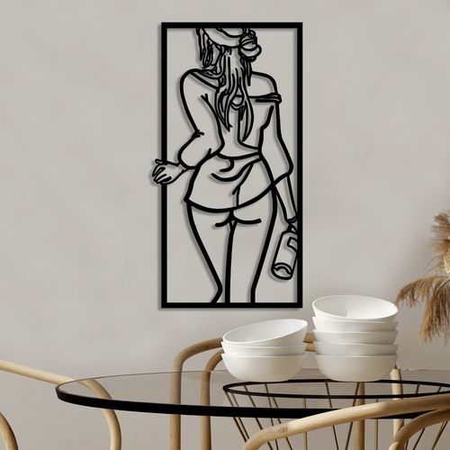 Wallity Metalna zidna dekoracija, Sexy Back Woman With Wine Glass slika 1