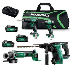 Hikoki aku set KC18DE-WHZ (DS18DE + G1813DA + WH18DC + DH1826DA + 3 BATERIJE 5AH + PUNJAČ)