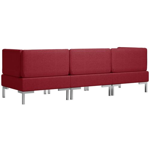 3-dijelni set sofa od tkanine crvena boja vina slika 4