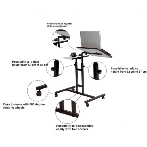 Woody Fashion Samostojeći stol za prijenosno računalo, Bijela boja Crno, Glen 766 - White, Black slika 6