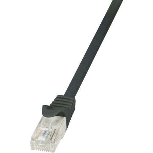 LogiLink CP2013U RJ45 mrežni kabel, Patch kabel cat 6 U/UTP 0.25 m crna sa zaštitom za nosić 1 St. slika 3