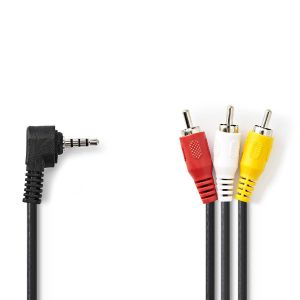 Kabel NEDIS audio stereo, 3.5mm (M) na 3xRCA (M), crni, 1m, blister