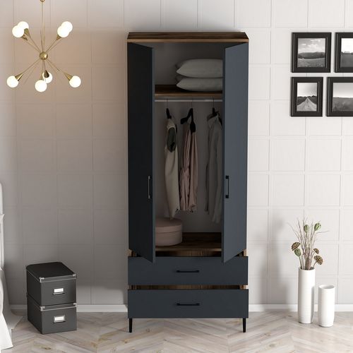 Kumsal T - Walnut, Anthracite Walnut
Anthracite Wardrobe slika 2