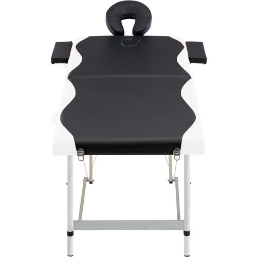 Sklopivi masažni stol s 2 zone aluminijski crno-bijeli slika 36