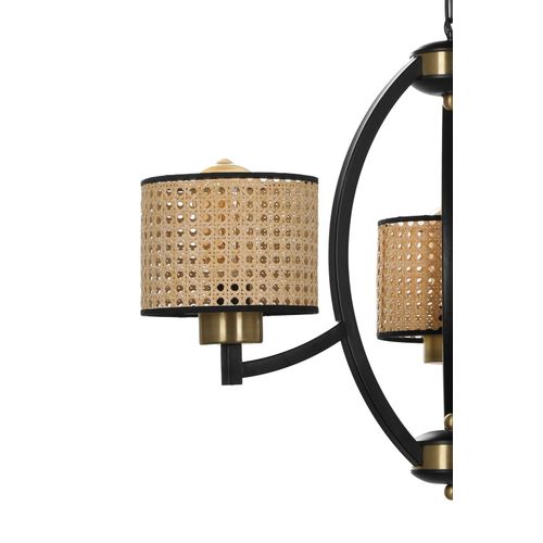 Paul 4-delni crni luster sa rattan abažurima Brown Chandelier slika 3