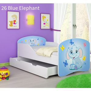 Dječji krevet ACMA s motivom + ladica 140x70 cm 26-blue-elephant