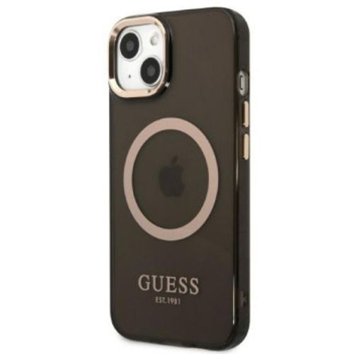 GUESS Futrola za iPhone 13 Black Gold Outline Translucent MagSafe slika 1