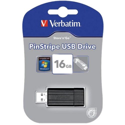 USB 16GB 2.0, Verbatim, PinStripe, crni, V049063 slika 1